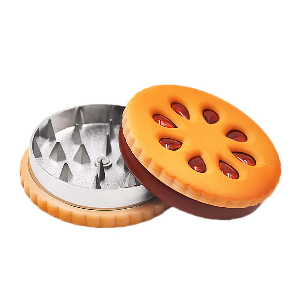 Cookies Shape Zinc Alloy Herb Grinder 57*19mm Herb Spice Grass Weed