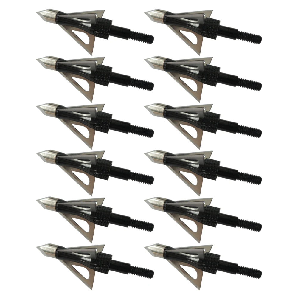 

12Pcs Chase Broadheads 100Grain 3Sharp Blade Black Stainless Steel Broadhead for Archery