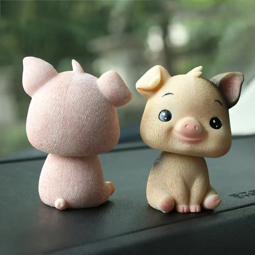 Cute Bobble Head Pig Toy Collectible Bobblehead Figurine Car Interior Decor