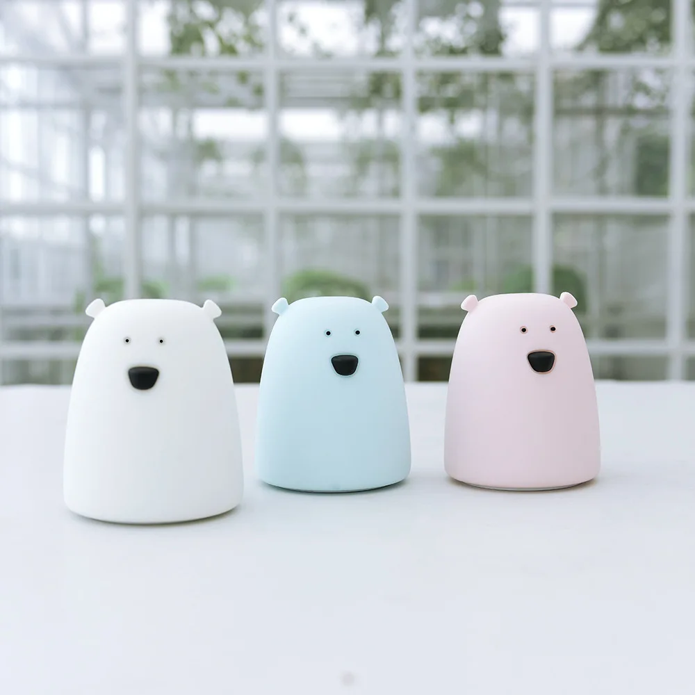

6 Lighting Modes Timing Off USB Rechargeable Children Night Light LED Cute Silicone Bear Lamp Pressure Reducing Toy