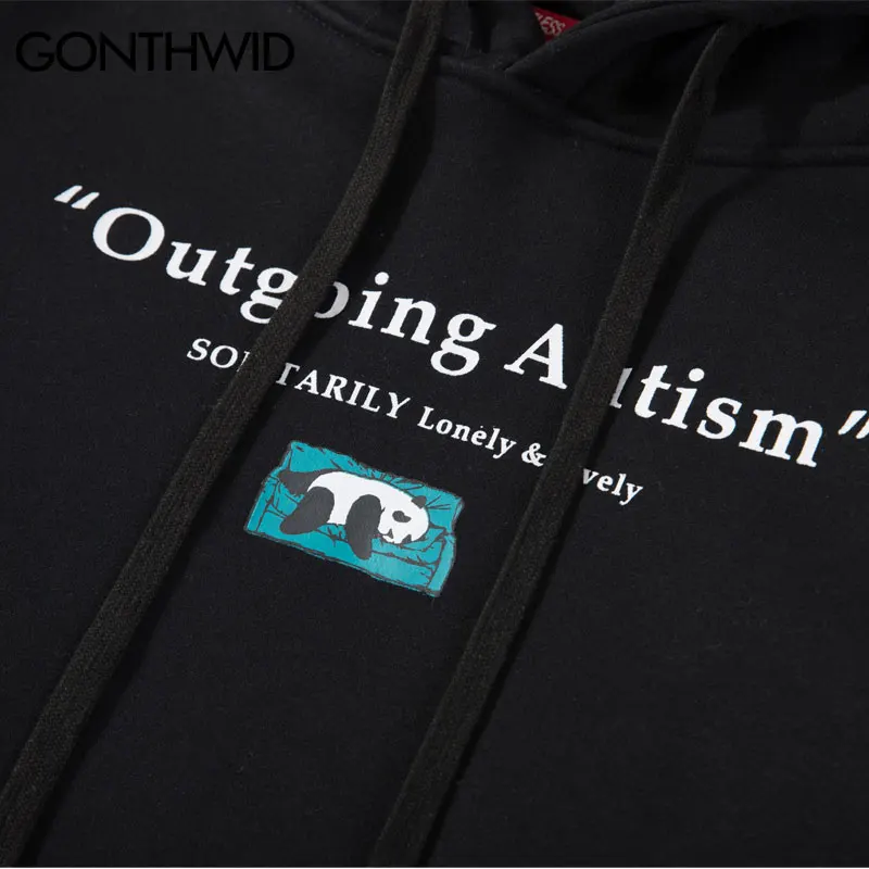 GONTHWID креативный исходящий аутизм принт флисовые толстовки кофты забавная Панда повседневный пуловер с капюшоном уличная хип-хоп топы