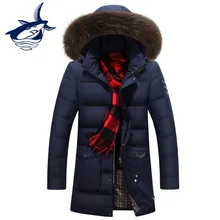Высококачественное длинное пальто с меховым воротником, мужской брендовый длинный пуховик Tace& Shark, Толстая теплая зимняя парка, зимняя куртка для мужчин