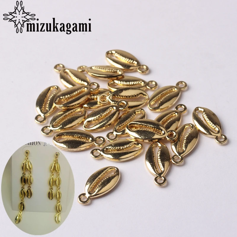 

Zinc Alloy Golden Mini Shells Connect Charms Beads 8*17mm 10pcs/lot For DIY Bohemia Bracelet Jewelry Making Finding Accessories