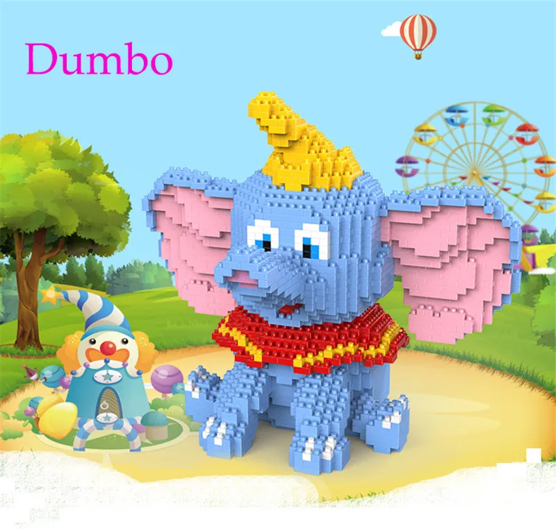 

Cartoon design blue Dumbo 1787 pcs diamond block 2019 new arrive block toy