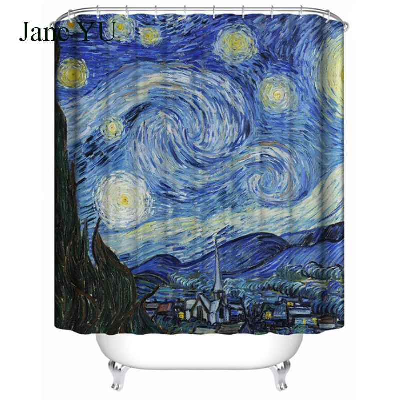 

Fan Gao Ming Star Night Digital Thin Large Edition Printing Waterproof Moldewed Bath Curtain Factory Direct Selling