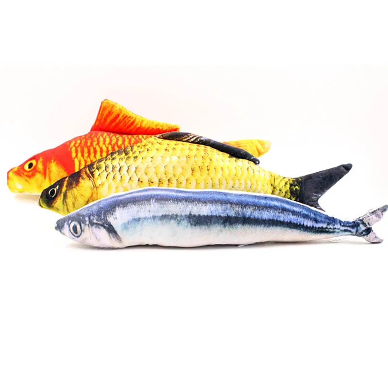 Artificial Fish Plush Simulation Fish Pet Cat Puppy Dog Toys Sleeping Cushion Fun Toy Cat Mint Catnip Toys Gadget