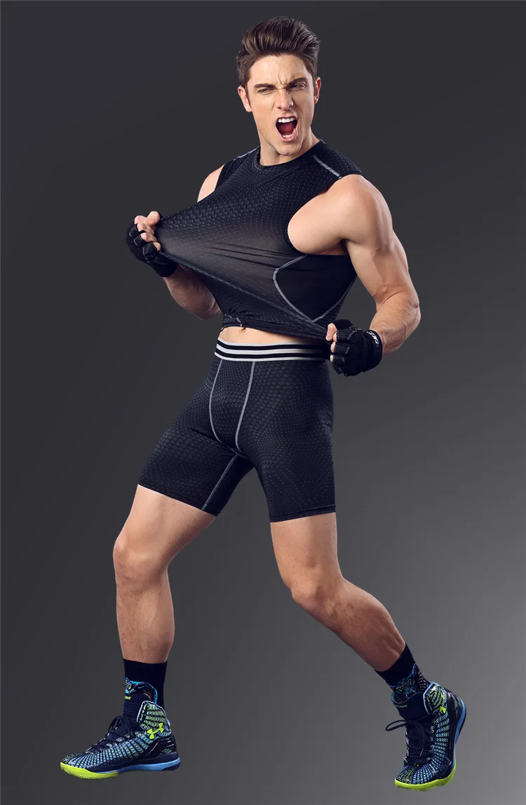 Body Shaper комплект одежды тренировочные костюмы мужчины набор спортивных Фитнес спортивный костюм открытый Фитнес костюмы эластичный пояс