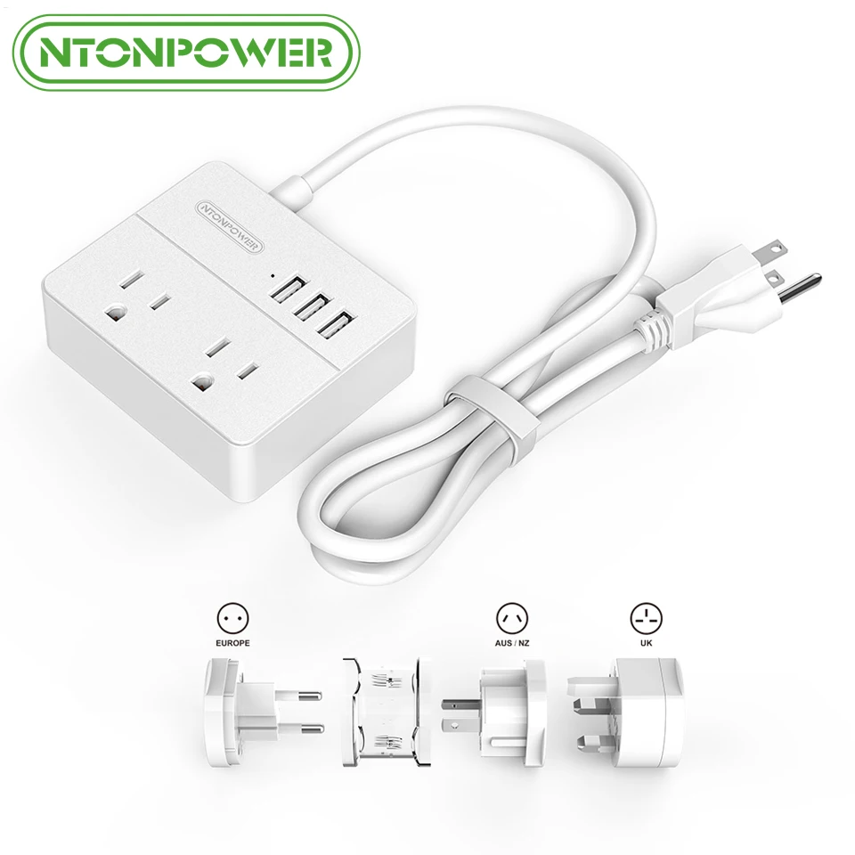 NTON power OSP электрическая розетка USB power Strip US Plug 2AC 3 порта USB зарядное устройство портативное с универсальным адаптером для путешествий по всему миру - Цвет: White