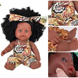 Африканская черная афро-волосы черная Кукла reborn игрушки reborn 30 см настоящие куклы для девочек reborn alive силиконовые пупи африканская Детская