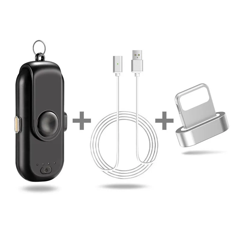 Портативное магнитное зарядное устройство для IPhone/samsung/Xiaomi/huawei магнитное зарядное устройство кабель быстрого зарядного устройства для Lightning type-C Android - Plug Type: iPhone  black