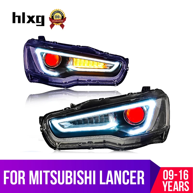 Hlxg Автомобильная фара в сборе для Mitsubishi Lancer 2009 2016 светодиодный DRL поворотник