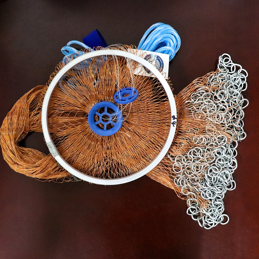 

Lawaia Fishing Net Four Generation Aluminum Ring Green Netting Cast Net Iron Pendant American Fish Netting Green