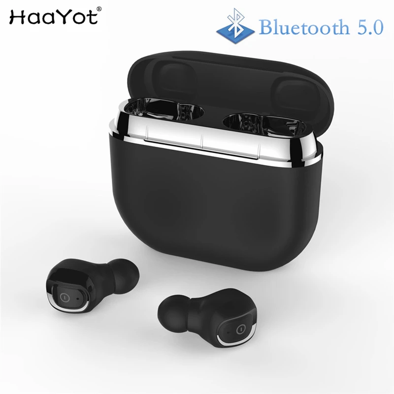 

HAAYOT 2019 Bluetooth V5.0 TWS Earphone Wireless Stereo Earbud Waterproof Bluetooth Headset For Phone With 2000Mah Power Case