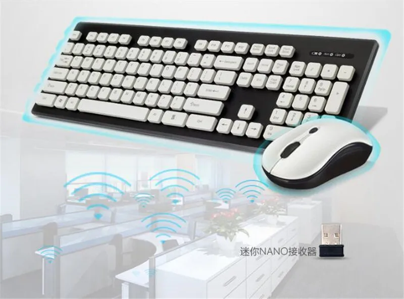 Wireless Keyboard 104Keys 2.4Ghz Ultra-thin Gaming Keyboard With Nano Receiver For Android Smart TV Computers Desktop