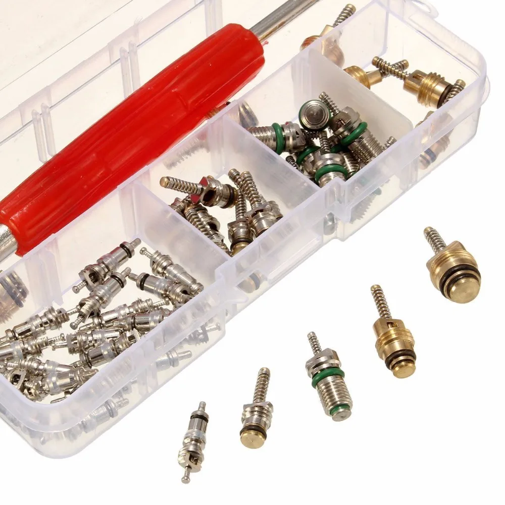 

50Pcs A/C Core Valve R12/ R134A Auto Car Air Conditioning Assortment Remover Kit Universal