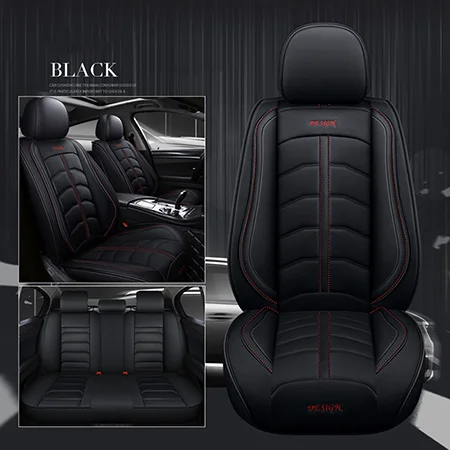 Новые спортивные чехлы для автомобильных сидений из искусственной кожи для Audi все модели a3 a8 a4 b7 b8 b9 q7 q5 a6 c7 a5 q3 автомобильные аксессуары для укладки - Название цвета: Black  no polliw