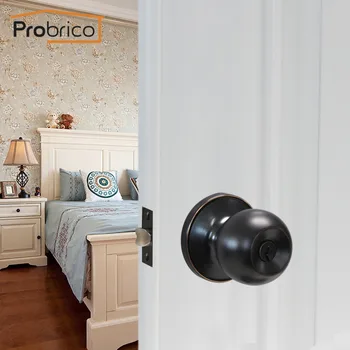 

Probrico Interior door handle Oil Rubbed Round Ball Door Knobs Set Bathroom Handle Lock With Key For Home Door Hardware Supplies