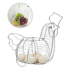 Fruits Eggs Storage Holder Iron Wire Hen Shape Eggs Basket Metal Storage Rack Household Food Container Kitchen Storage Tools