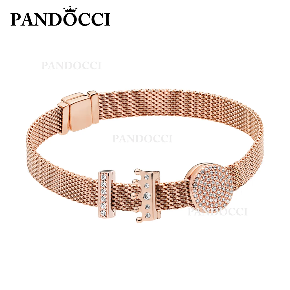 

PANDOCCI 100% 925 Sterling Silver ZT0168 ROSE REFLEXIONS Bracelet Set DAZZLING ELEGANCE CLIP Crown Clip Timeless Clip Charm