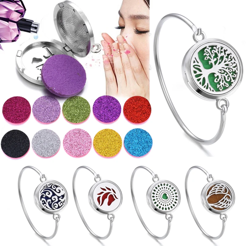 

Perfume Bracelet Essential Oil Diffuser Aromatherapy Locket Bracelet Tree of Life 316L Stainless Steel Diffuser Bracelet