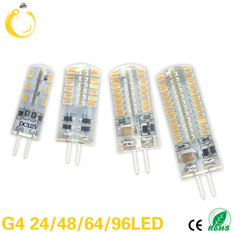 10 шт./лот DC12V AC220V G4 Светодиодная лампа SMD 3014 3 Вт 7 8 12 LED теплый белый светодиод 360