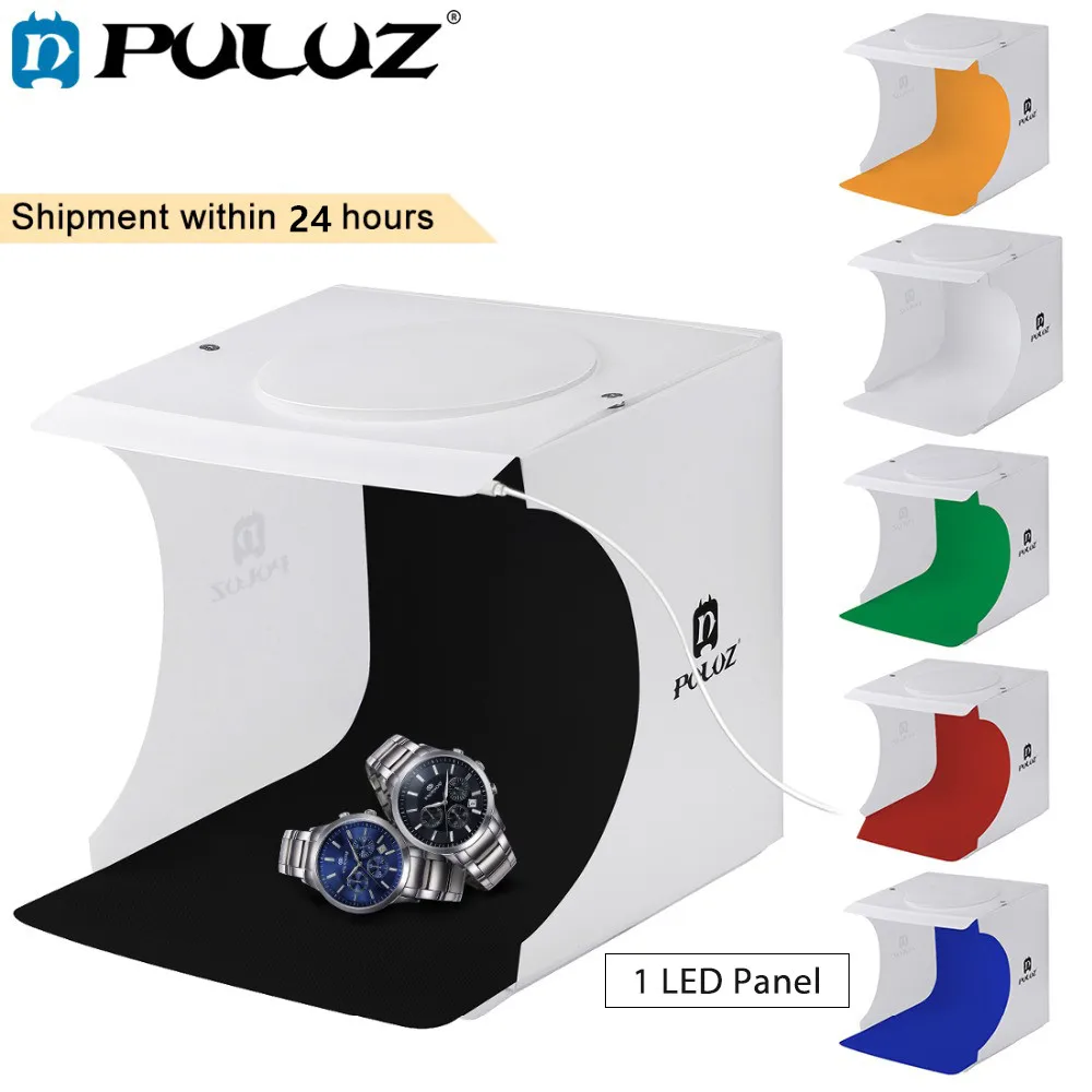 

PULUZ 20*20cm 8 Mini Folding Studio Diffuse Soft Box Lightbox With LED Light Black White Photography Background Photo Studio box
