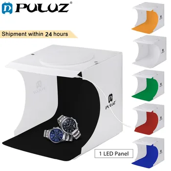 

PULUZ 20*20cm 8 Mini Folding Studio Diffuse Soft Box Lightbox With LED Light Black White Photography Background Photo Studio box