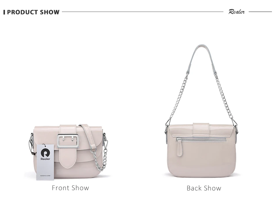 REALER брендовые сумки из лакированной кожи для женщин, модная сумка-мессенджер, Женская Высококачественная сумка на плечо с цепочкой, женская сумка-тоут белого цвета