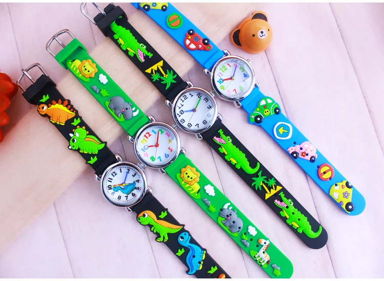 Детские Подарочные часы кварцевые 3D ремешок мультфильм животных указатель стрелки часов модные электронные водостойкие часы детские часы