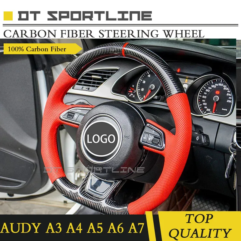For Audi A6 upgrade Carbon Fiber Leather Steering Wheel Trims