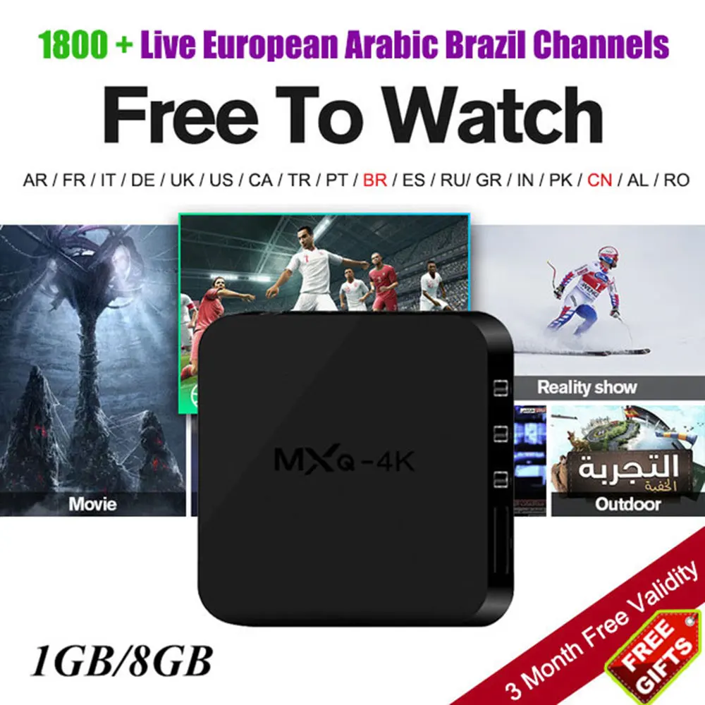 

MXQ 4K With Free Arabic French Brazil Europe Italia France Russian Spain Portugal IPTV Code RK3229 Quad Core Android Tv Box 7.1