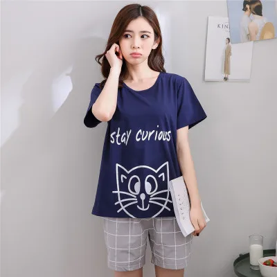 Fashion Cotton Pajamas Set Women Pyjamas Comfortable Pijama Female Sleepwear Girl Short Sleeved Household Suit Clothing Set - Color: style 10A