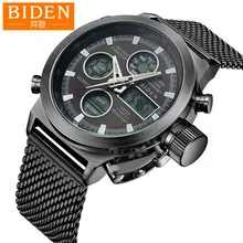 Мужские часы Байден Брендовые мужские наручные часы из нержавеющей стали цифровой большой циферблат человек часы многофункциональные водонепроницаемый мужские часы