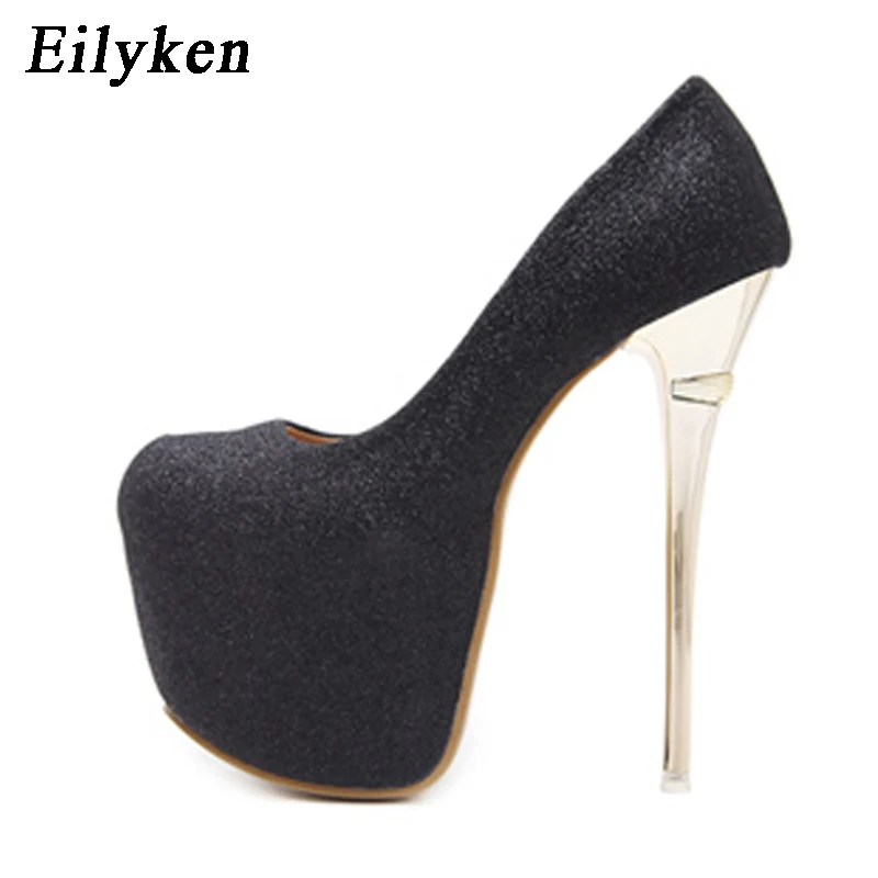 Eilyken пикантные туфли-лодочки с круглым носком; цвет черный, фиолетовый; вечерние женские туфли на высоком каблуке 16 см; туфли-лодочки на платформе; сезон весна-осень