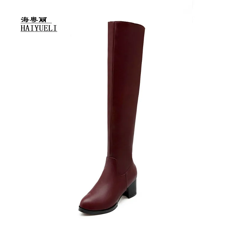 

The New Autumn Winter Boots Fashion Sexy Thick Heel Women High-heeled Shoes Knee-high Boots