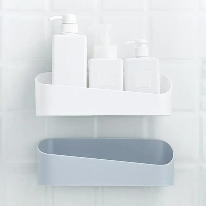 

Single Tier Punch-free Strong Self-adhesive Wall Mounted Type Big Storage Box Strong Glue kitchen Bathroom Toilet Shelves