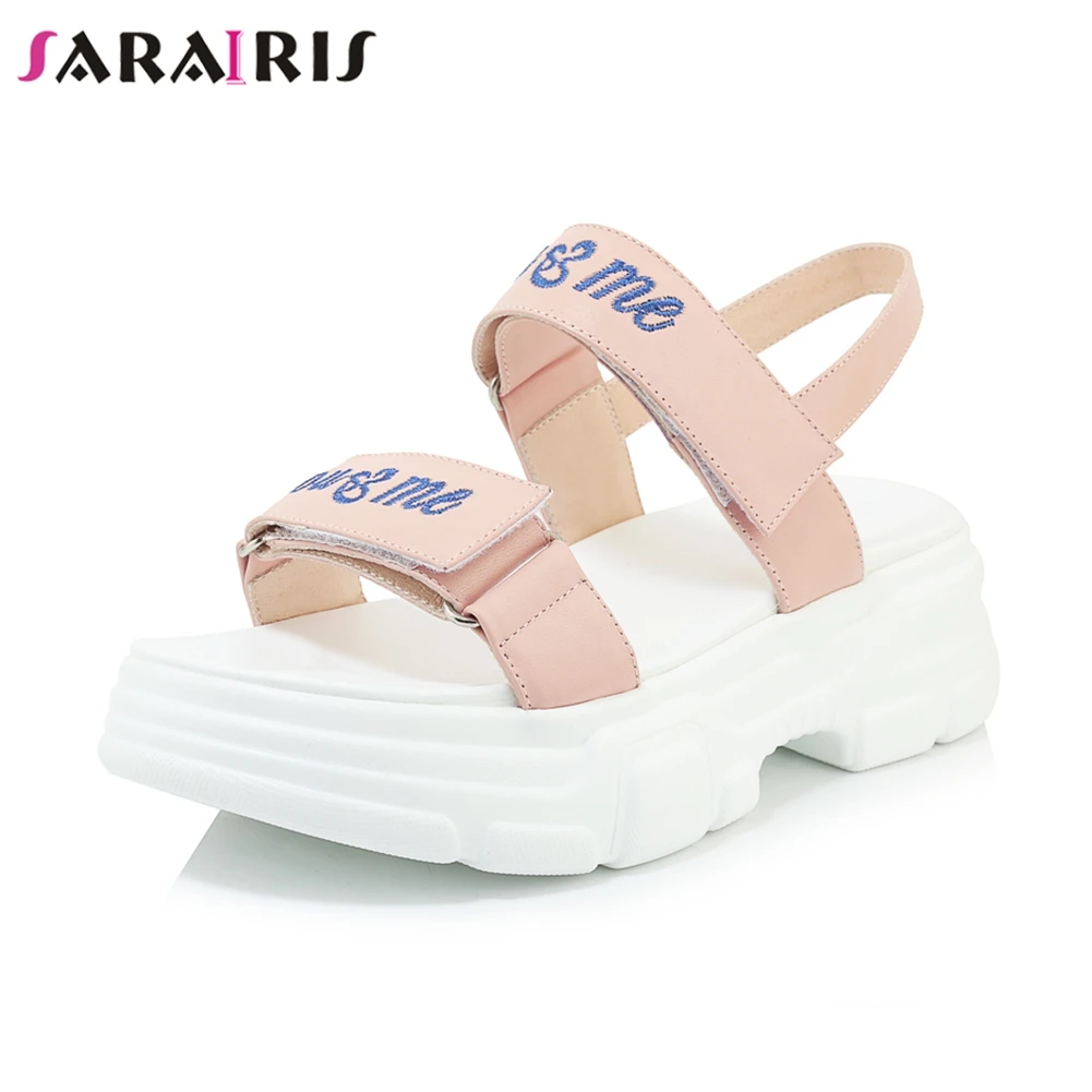 

SARAIRIS 2019 New Sweet Genuine Cow Leather Shoes Sandals Women Summer Platform Women Casual Shoes Woman Size 34-40