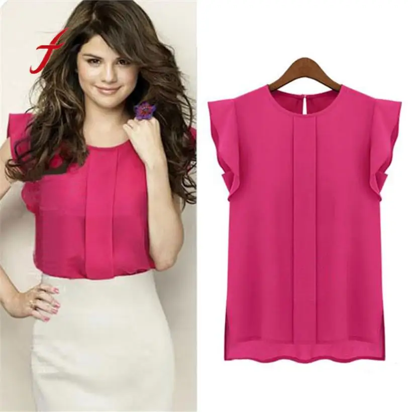 

Womens T Shirt Casual Loose Chiffon Short Tulip Sleeve Female Shirt Tops HP/XL Women's Clothing Summer T-shirt for Woman