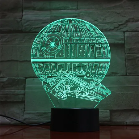 

Death Star Falcon Lamp 7 Colors 3D LED Lights Creative Gift USB touch 3D Table Lamp as Kid Room Sleeping LED Lamp GX1758