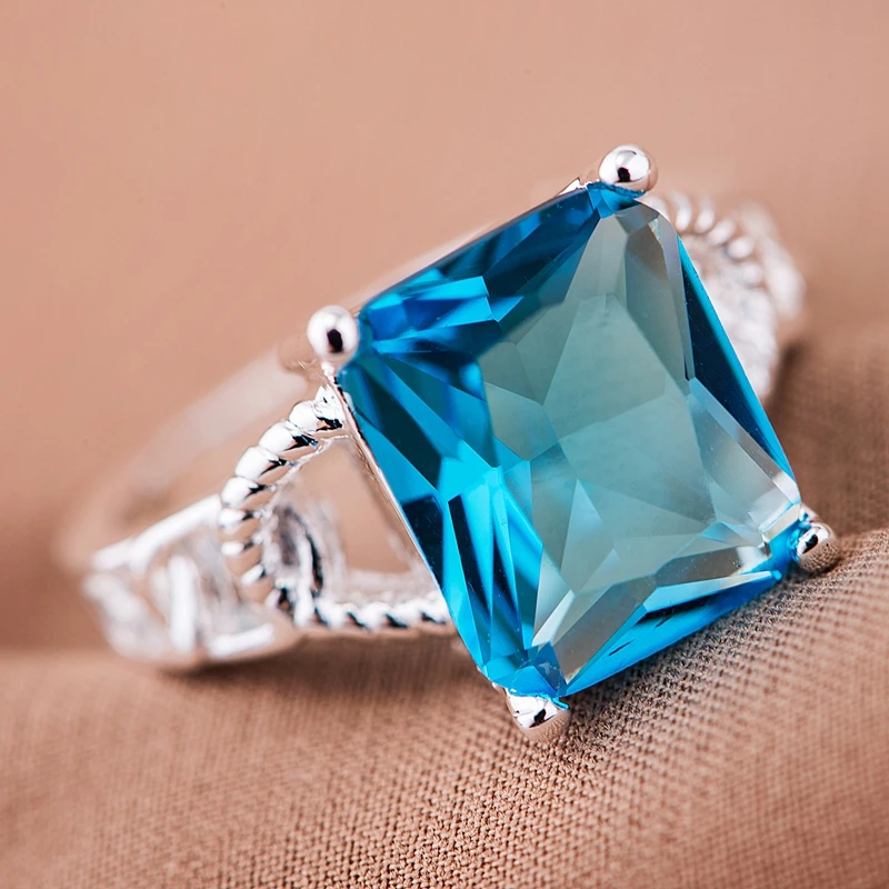 

quadrate blue Wholesale silver plated ring 925 Fashion jewelry Silver Ring 925sterling-silver XIKGQOTN