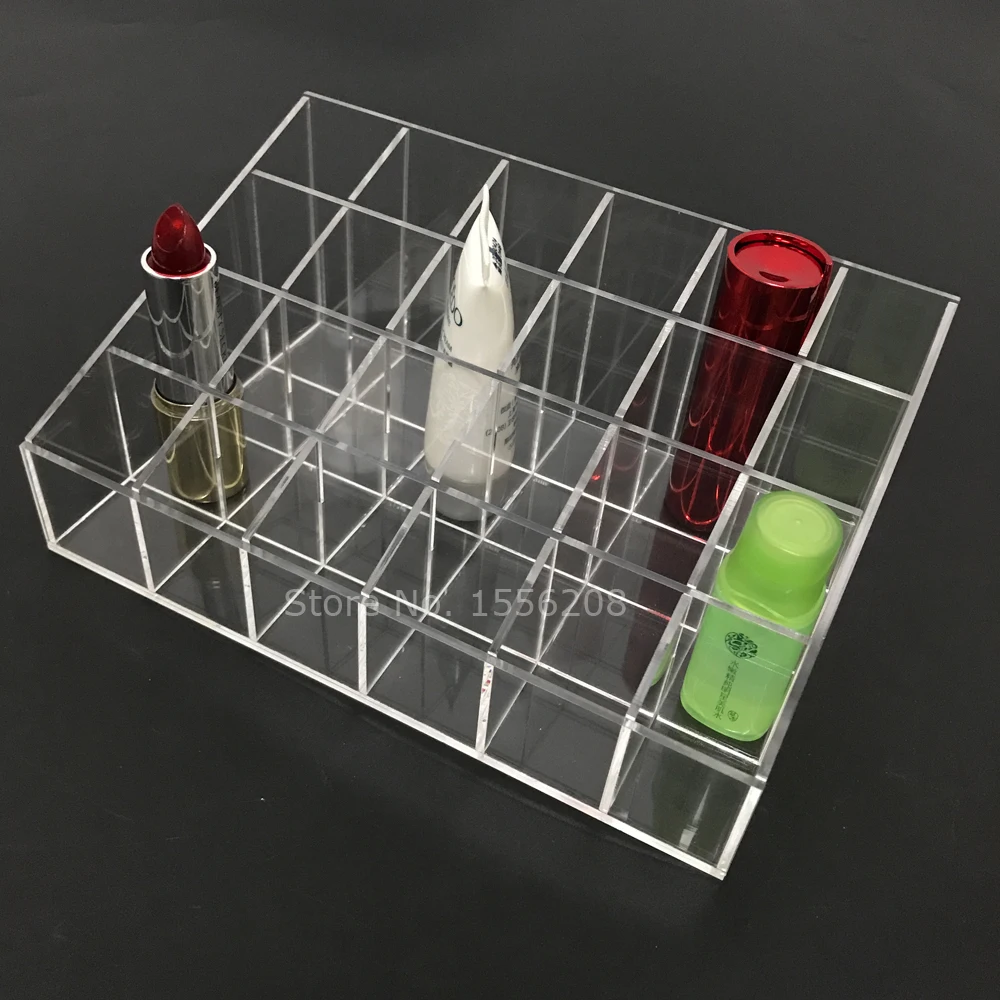 

Handmade 24 Grid Acrylic Makeup Organizer Storage Box Cosmetic Box Lipstick Jewelry Box Case Holder Plexiglass Display Stand