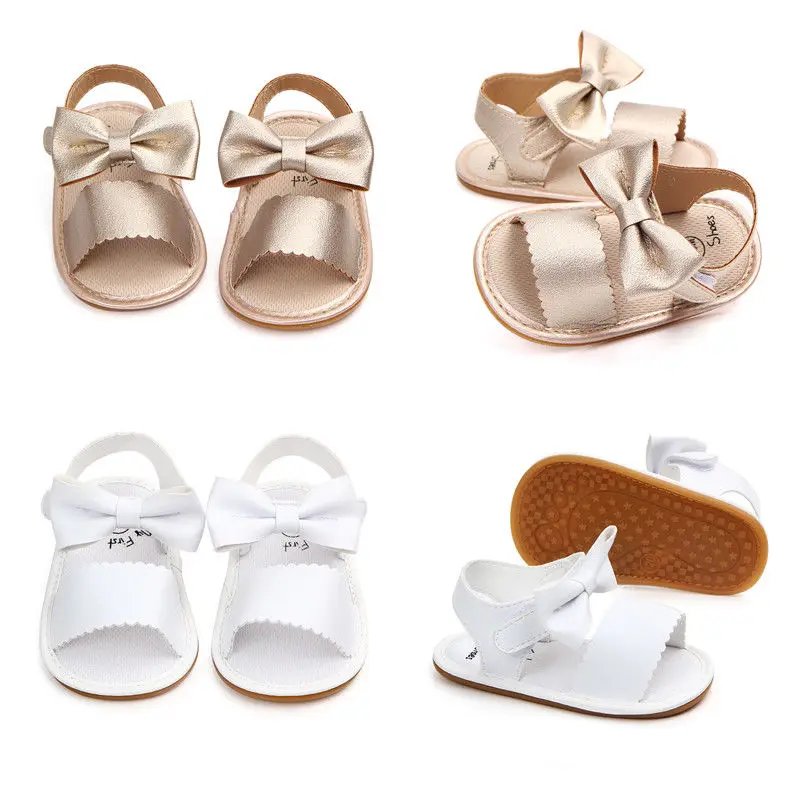 Newborn Baby Girls Princess Soft PU Sandals Party Bowknot Shoes