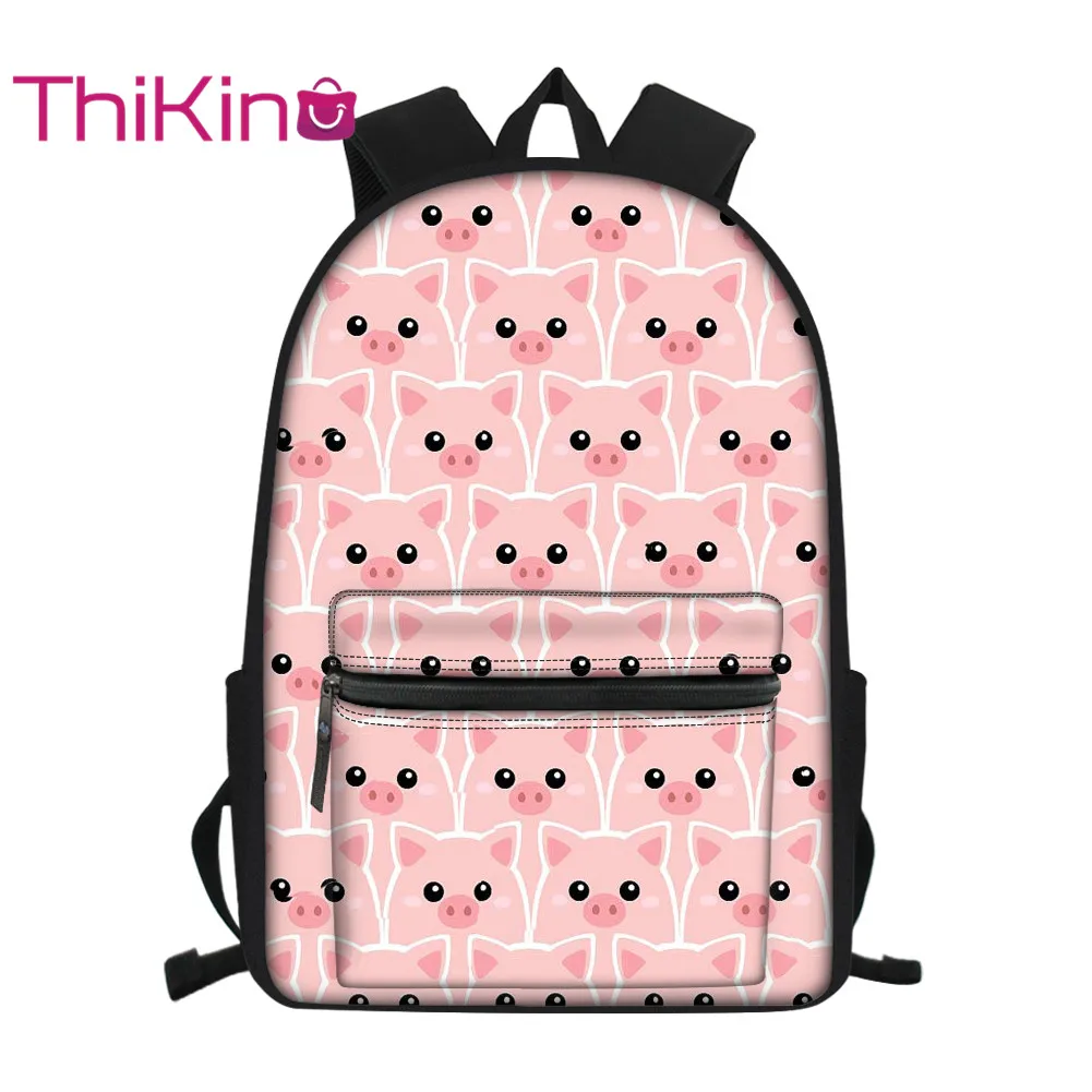 

Thikin Cute piggy Animals Students School Bag Teens Backpack Big Capacity School Supplies Package Shoulder Bag Women Mochila