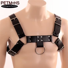 Нижнего белья черного цвета из искусственной кожи ремень Готический сундук БДСМ бандаж, портупея кожаная портупея Танцы Клубные вечерние для ночного клуба Модные из Для мужчин