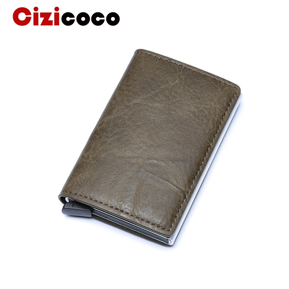 

Cizicoco New Smart Anti Id Credit Card Holder Rfid Blocking Mini Wallet Leather Rfid Card Holder Aluminum Metal Purse Card Case