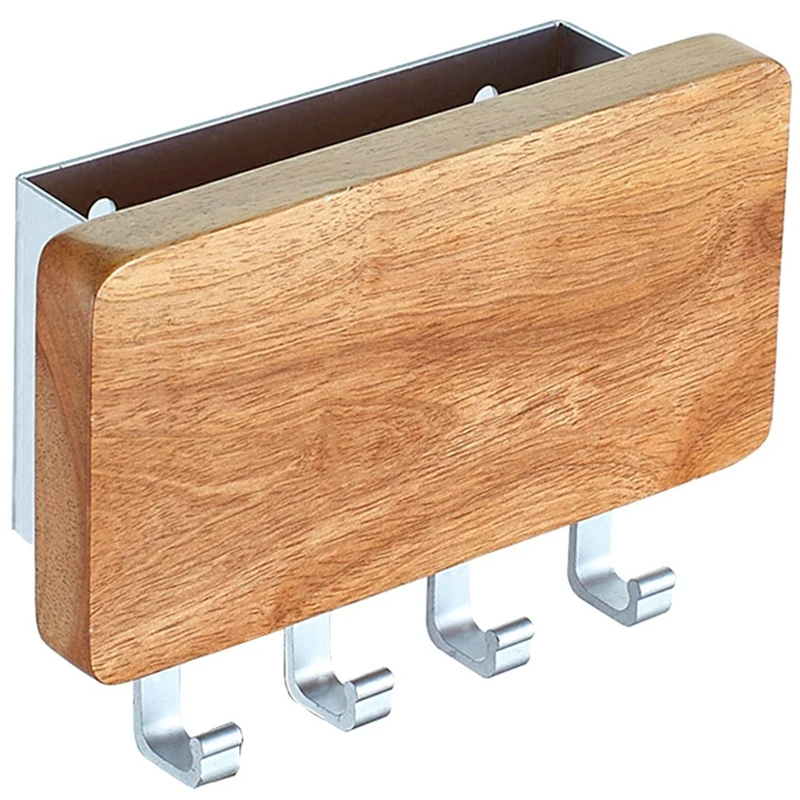 Держатель для ключей, декоративная деревянная вешалка для ключей, настенная вешалка с 4 крючками, несколько почтовых и держателей для ключей, органайзер для двери - Цвет: Silver