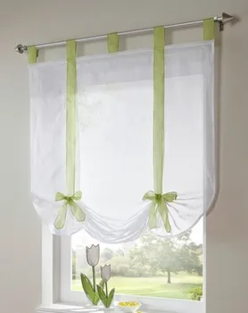 

2pcs Free shipping new arrival tab top Sheer kitchen door window curtain patchwork liftering roman blinds