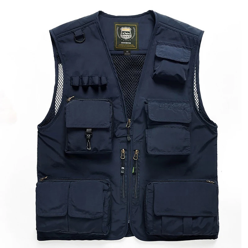 Tanie Męska lato cienka siatka oddychająca wędkarstwo polowanie na zewnątrz wspinaczka Trekking kamizelka mężczyzna bez rękawów Multi kieszonką Quick dry kurtka