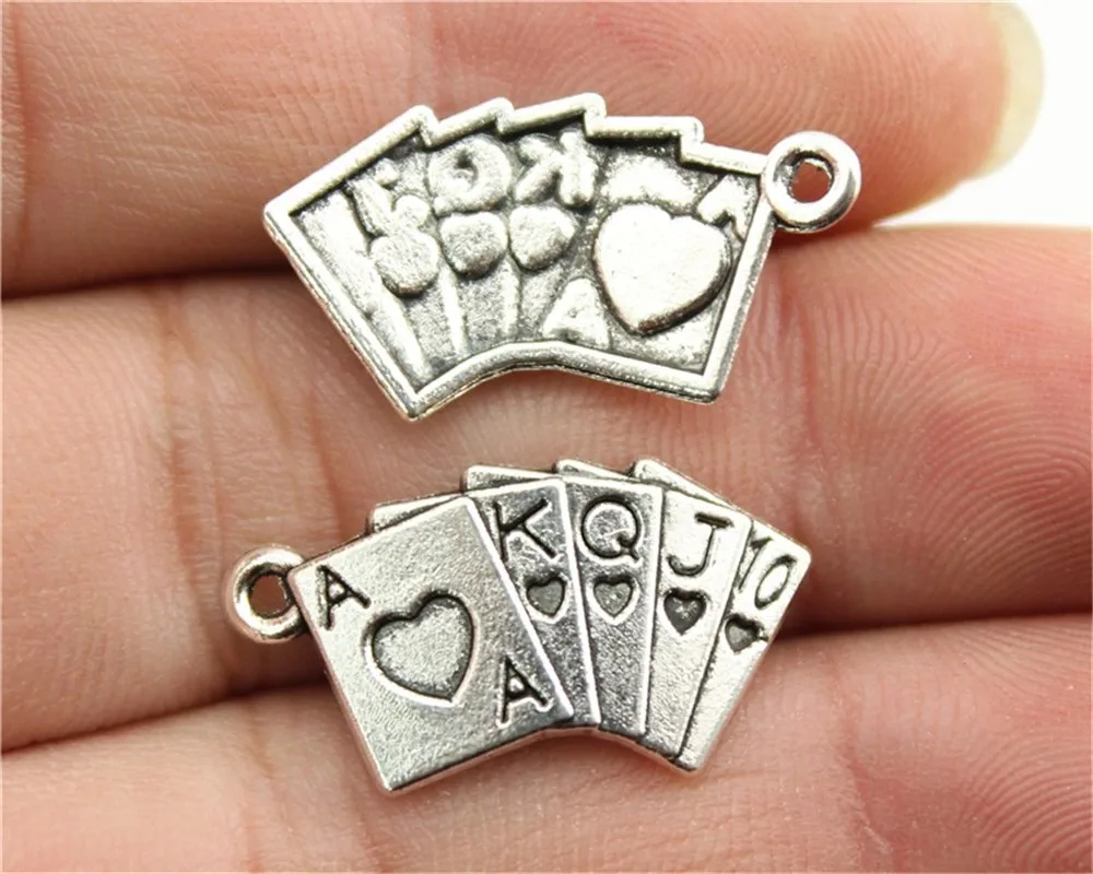 WYSIWYG 10pcs 24x13mm Pendant Poker Cards Poker Cards Charm Pendants