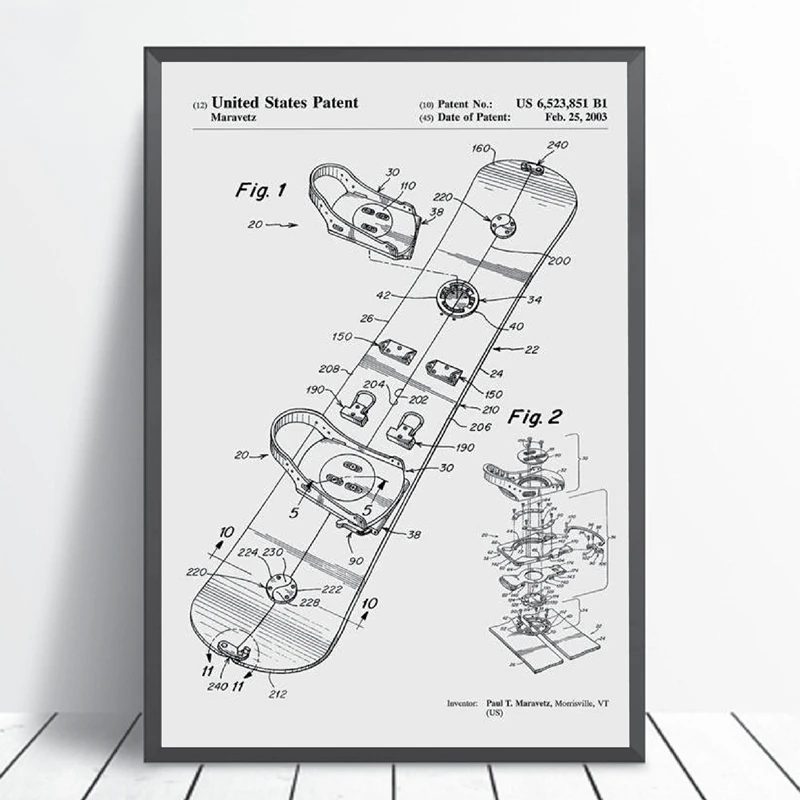 Сноуборд запатентованный винтажный плакат на стену художественный холст печать снег лыжный спорт плакаты синяя картина настенные картины спортивные украшения